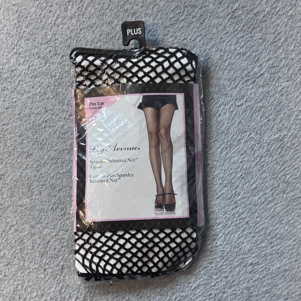 Leg Avenue Tights Womens 1X/2X Black Spandex Industrial Net Fishnet 9003X Plus